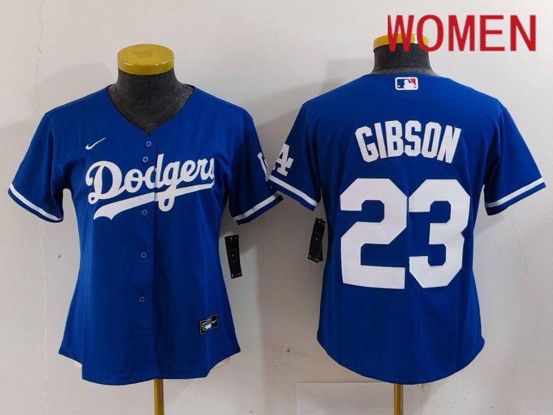 Women Los Angeles Dodgers #23 Gibson Blue Nike Game 2024 MLB Jersey style 1